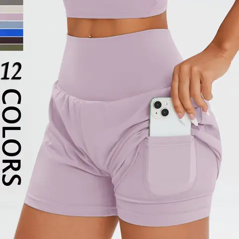 Women's Solid High Waist Sports Shorts, Casual Comfy Breathable Skinny Shorts for Exercise Yoga Gym Workout Running, Ladies Sportswear for All Seasons, Athletic Shorts, High Waisted Shorts, Side Pocket Shorts, Athleisure Shorts