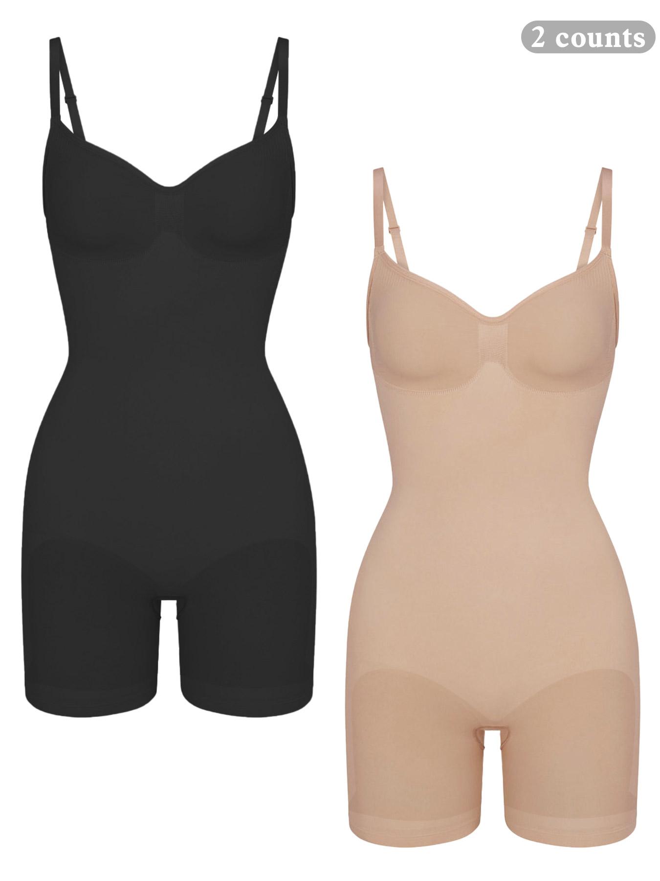 Women's Solid Backless Spaghetti Strap Seamless Shapewear Romper, Casual Comfy Tummy Control Hip Lifting Shaper for Daily Wear, Ladies Shapewear for All Seasons