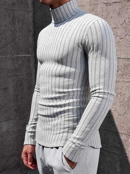 Men's High Neck Pullover Sweater, Solid Color Long Sleeve Crew Neck Shirt, Casual & Formal Fit, Perfect for Daily Wear