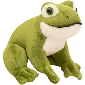 Adorable Green Frog Plush Toy, Super Soft Plushie for Kids, 6.5 Inch Stuffed Animal, Lifelike Reptilian Design with White Belly and Big Eyes