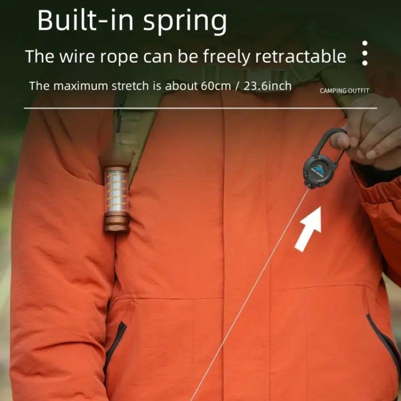 Outdoor Camping Tactical Easy Pull Buckle Hook Carabiner, 1 Count Multifunctional Retractable Keychain For Camping Hiking (Logo Color Random), Gift