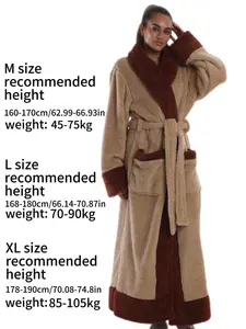Light Plain Lapel Long Elegant Casual Robe, with Pockets and Belt, Fall Winter Home Sleepwear, Unisex, Multiple Sizes