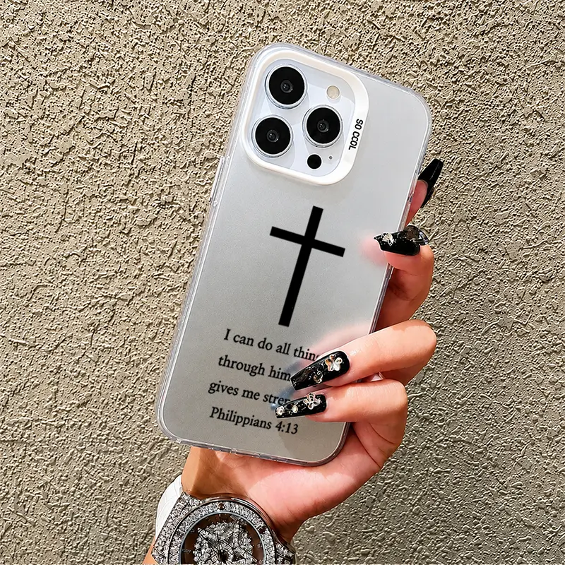 Philippians 4 13 Cross Scripture Phone Case Purple Faith Quote Soft Silicone Christian Prayer Partner Gift for iPhone 17 16 15 14 13 12 11 X Plus Pro Max