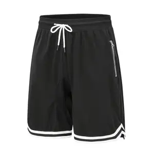 Men's Striped Hem Basketball Shorts  Quick Dry, Loose Fit, Drawstring, Zipper Pockets, Casual Performance Activewear for Gym, Street Wear workout summer adjustable men
