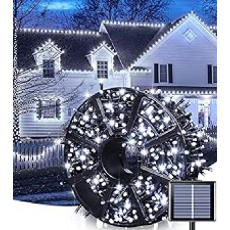 2 Pack Solar String Lights Outdoor Waterproof, Each 33FT 100 LED Outdoor, 8 Modes White Fairy Light for Outside Yard Tree Patio Garden Wedding Christmas Decorations