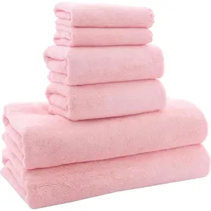 Ultra Soft Towel Set - Quick Drying - 2 Bath Towels 2 Hand Towels 2 Washcloths - Microfiber Coral Highly Absorbent Towel for Fitness, Bathroom, Yoga, Travel (6 count)