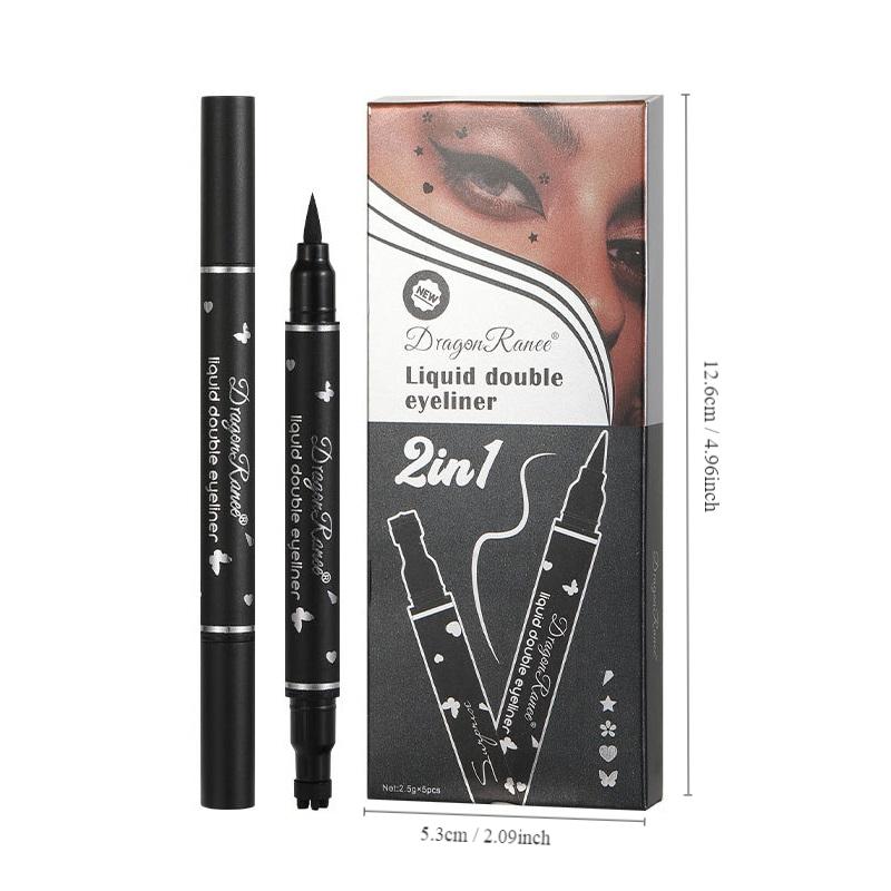 Waterproof Eyeliner Stamp Pen, 5 Counts/set Heart & Star & Butterfly Design Eyeliner Pen, Eye Makeup Tool for Women & Girls, Cosmetic