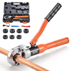VEVOR Copper Pipe Crimping Tool, Hydraulic Driven Pro Press Tool with 1/2, 3/4, 1 Jaws, Copper Tube Fittings Crimper for Narrow Spaces Tee Fittings - with Pipe Cutter Carrying Case