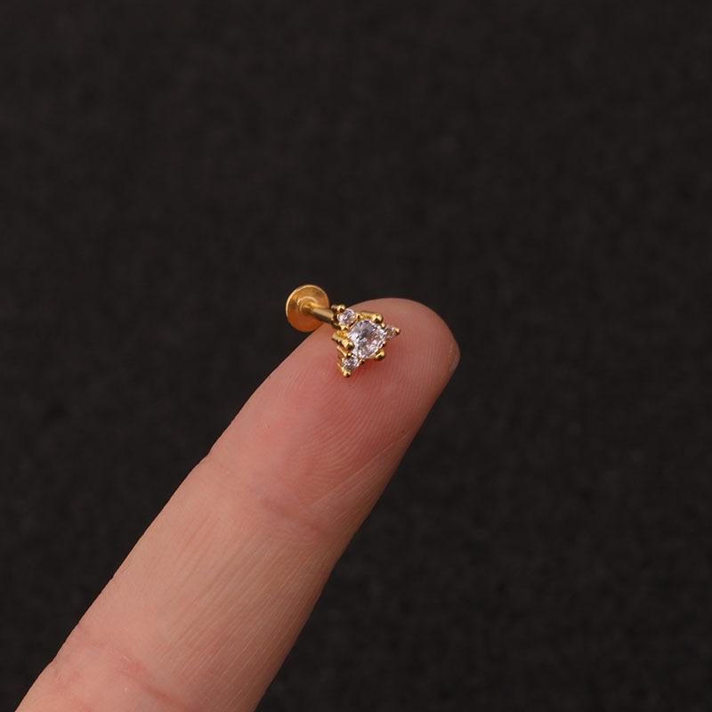 24Pcs 16G Gold CZ Internally Threaded Labret Set, 316L Stainless Steel Cartilage Stud Pack, Hypoallergenic Internally Threaded Nose Studs for Women Men