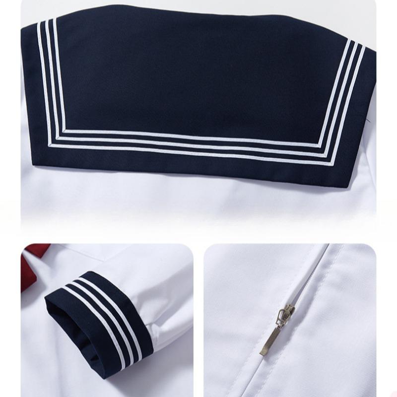 Authentic Fashion: Japanese Style Blue Collar White Three-book JK Skirt Suit Set Flawless Sailor Uniform for School Girls with Classic Pleated Design