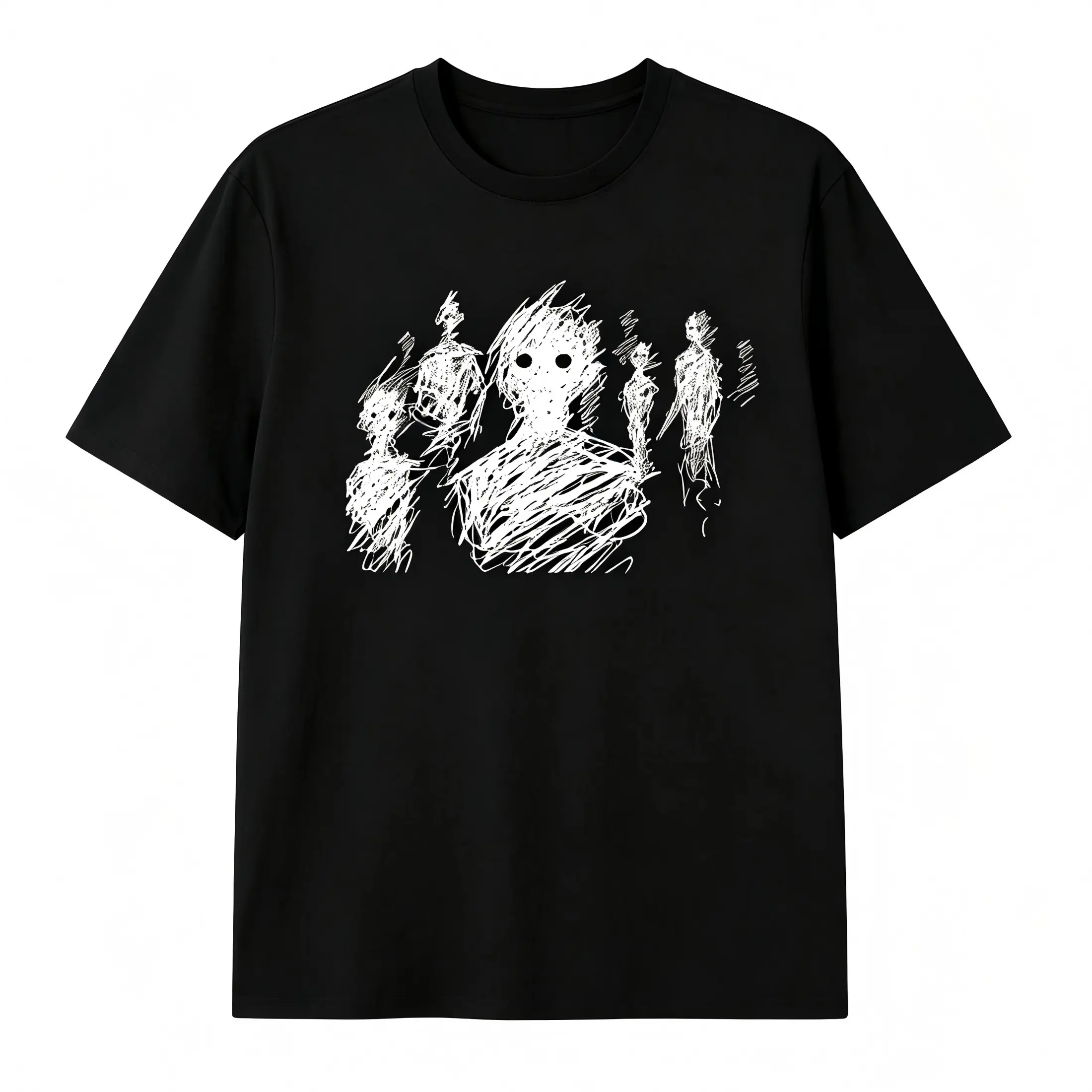 Classic Unisex T-Shirt with Abstract Scribble Graphic, Soft Cotton Street Style Crew Neck Shortsleeve Tee, Menswear, Round Neck, All Seasons, Breathable, Hd Print, Machine Wash