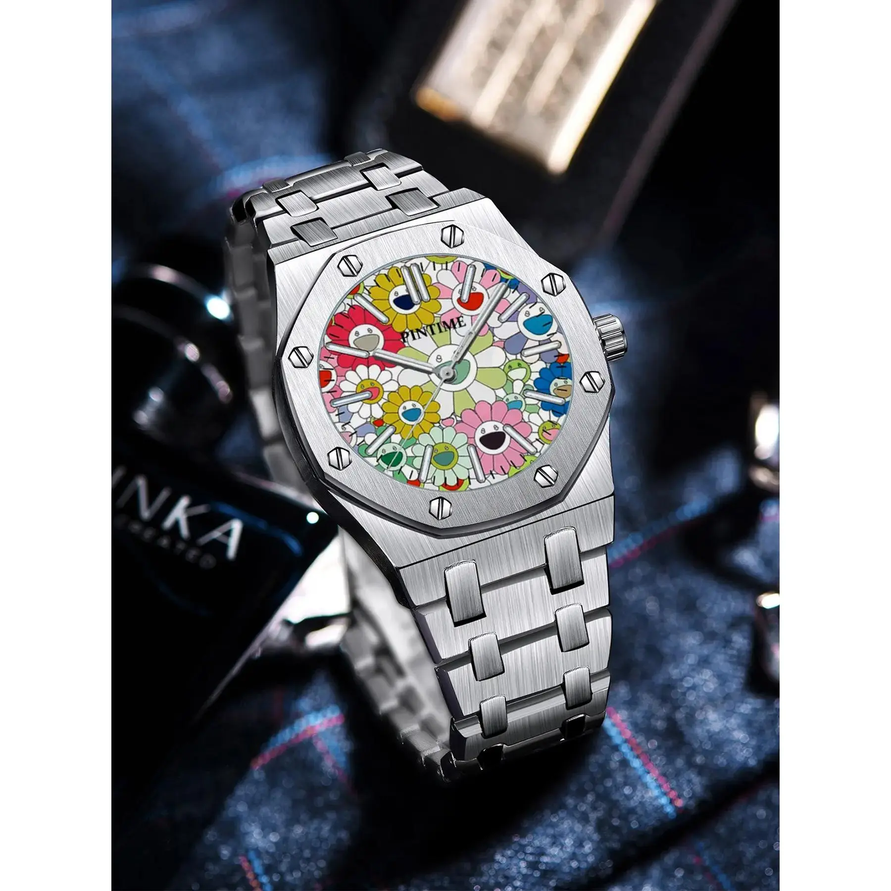 Men's Fashion Round Dial Analog Quartz Watch, Stainless Steel Band, Versatile Wrist Watch for Birthday Gift with Box, Analog Wristwatch
