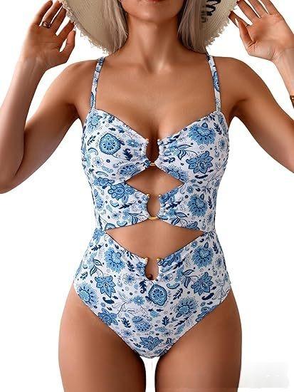 1 Piece Swimsuit for Women Ring Linked Sexy Bathing Suit Cutout Swim Suit Swimwear Swimsuits Beachwear,Swimsuits Slimming Bikini Swimwear