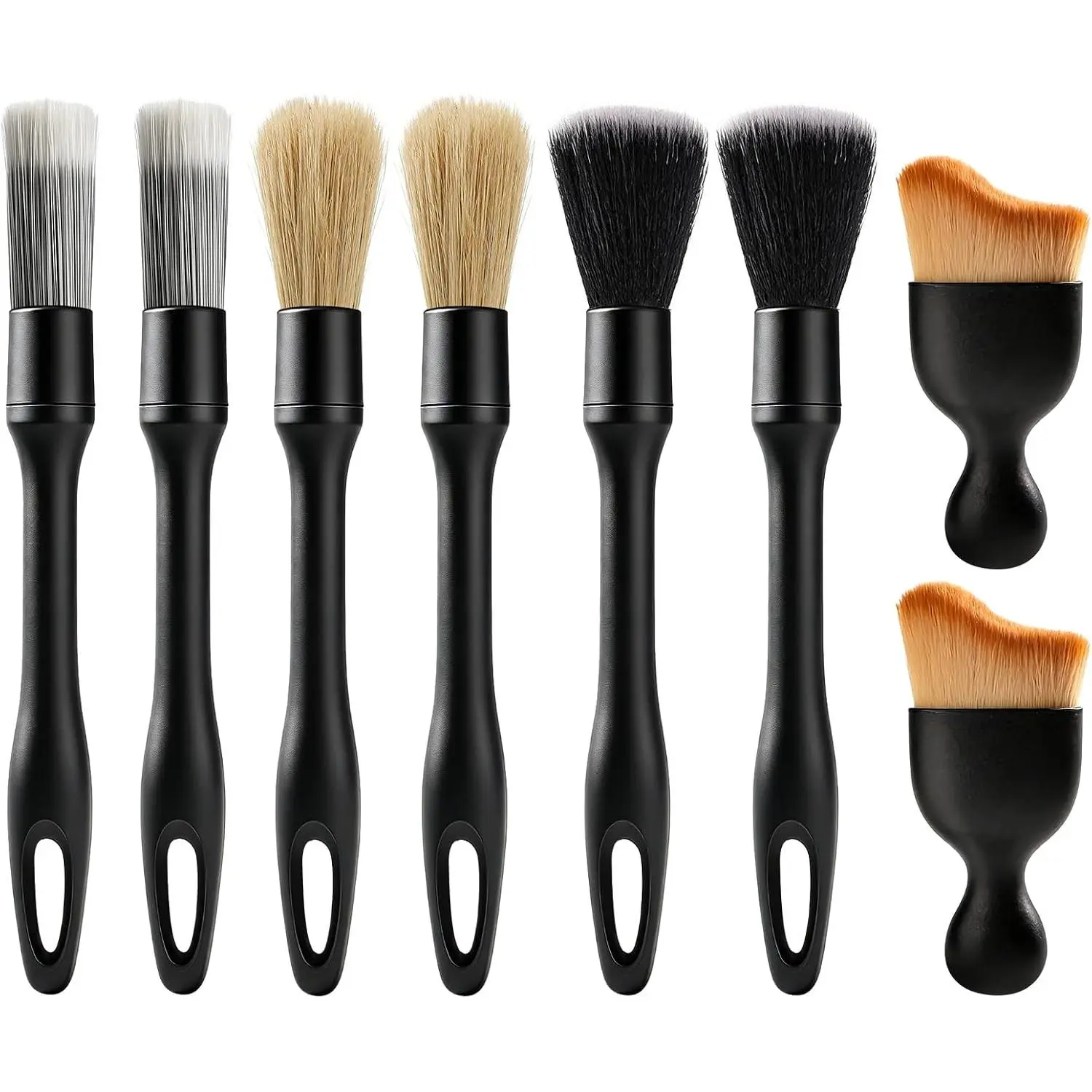 8 count  Detailing Brush Set, Ultra Soft Boars Hair  Interior Detailing Brushes,   Wash Brush Kit for Professional Results ﻿ Duster Interior or Exterior,  Accessories Interior Tools