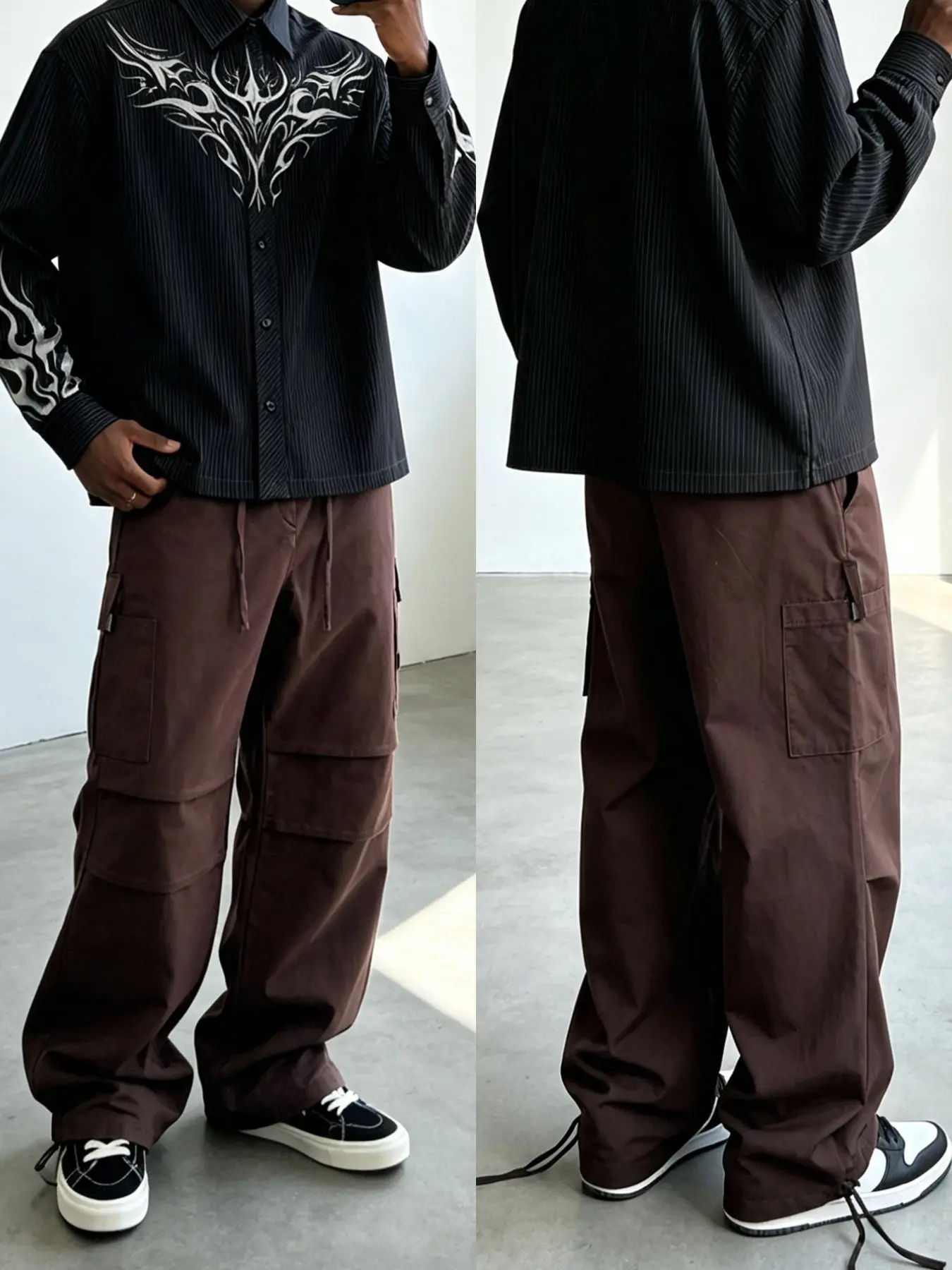 Men's Harem Pants with Multiple Pockets, Casual Loose-Fitting Elastic Waist Long Pants, Street Fashion for All Seasons, Casual Pocket Trousers