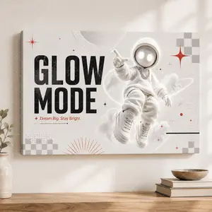 "Glow Mode" Modern Astronaut Canvas Wall Art, Aesthetic Space Print, Living Room Bedroom Decor, Motivational "Dream Big" Statement Poster Gift,wall decor,poster.