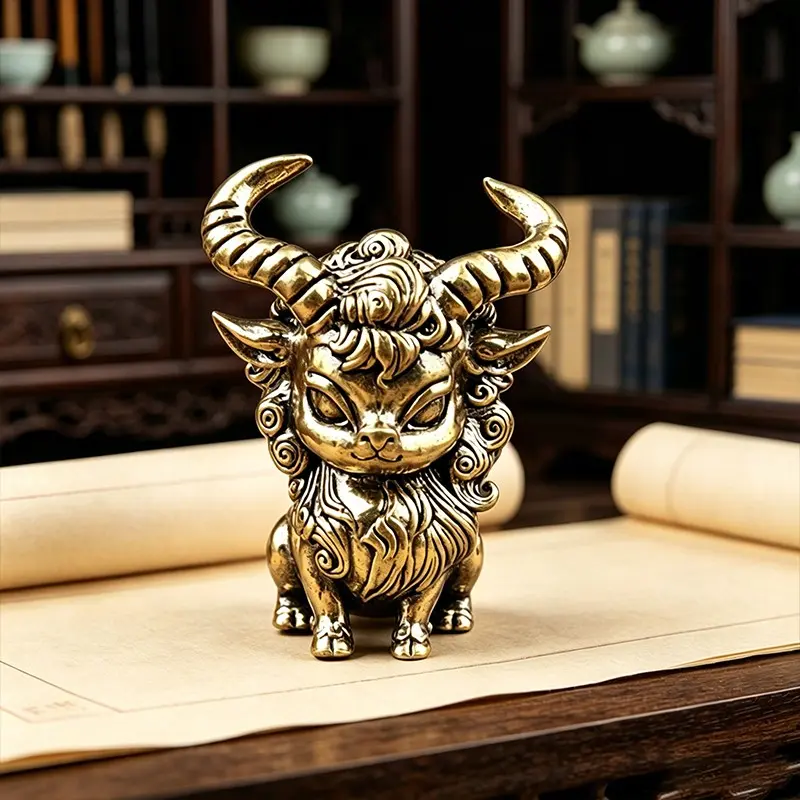 New Brass Small Demon Metal Ornament, Home Decor Item, Mini Goblin 3D Copper Sculpture, Handicraft Decoration Piece, Decorative Statues, Metal Sculptures