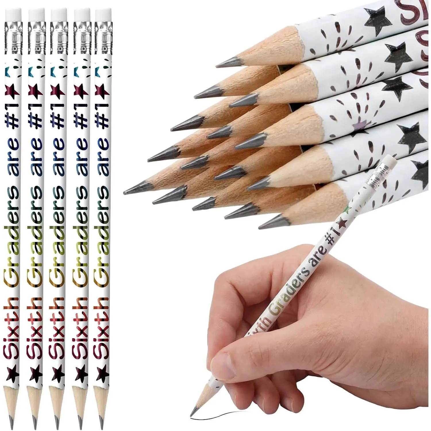 24 count 6th Graders Pencils Bulk Motivational Pencil with Eraser | Welcome to Sixth Grade,  to School Gifts for Students, Inspirational Pencil, for Student Teacher Classroom