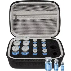 ❄️Peptide Storage Box, 15-Compartment Organizer with Mesh Pockets, Ideal for 0.1oz, 0.17oz, 0.34oz Bottles, Perfect for Refrigerator Use