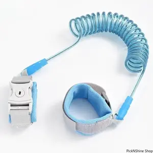 2m Synthetic Toddler Anti-Lost Wrist Link with Spring Rope - Lockable Cuff Child Safety Harness Leash, Parent-Child Travel Strap Prevents Getting Lost for Shopping, Outdoor Activities