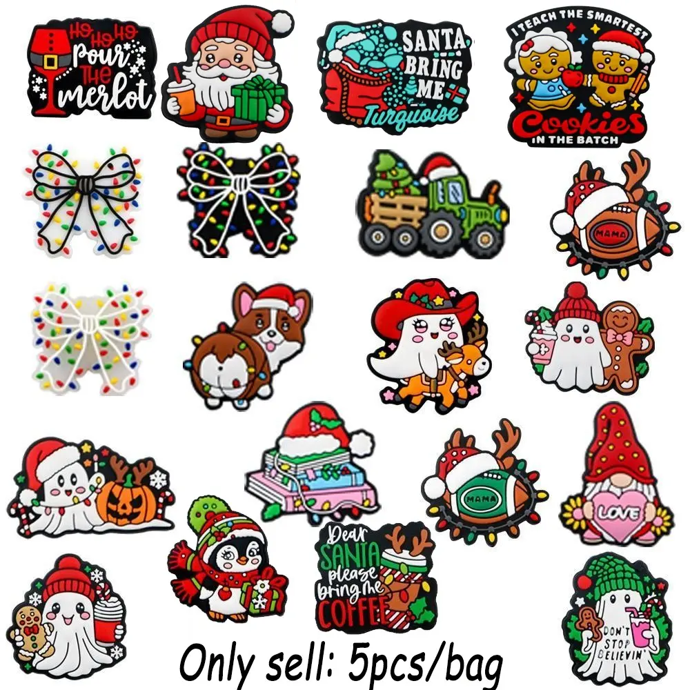 5pcs New Christmas & Halloween Theme Silicone Focal Beads, Cross Bead Charm, Gingerbread Man, Santa Hat, Ghosts Styles. Perfect for DIY Beaded Pens, Keychains, Necklaces, Phone Charms, Beads And Accessories, Charms For Crafts