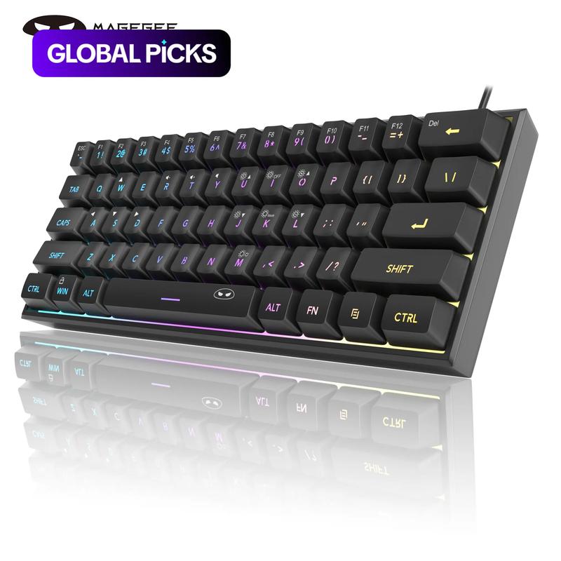 MageGee Mini 60% Gaming Keyboard, RGB Backlit 61 Key Ultra-Compact Keyboard, TS91 Ergonomic Mechanical Feeling Office Computer Keyboard for PC, MAC, PS4, Xbox ONE Gamer #TOP PICKS