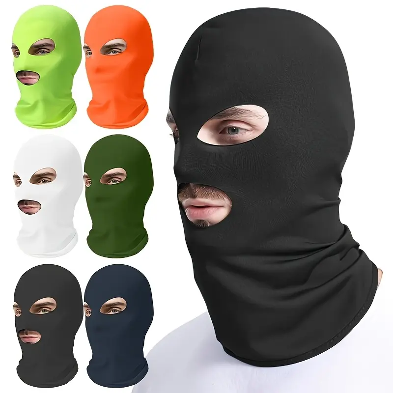 Milk Silk Ski Hood with 3-Hole Design, Windproof Full Face Mask with Stretchy Elasticity for Biking and Hunting, One Size, Fitted