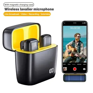 Wireless Lavalier Microphone with Charging Case, Noise Reduction, Suitable for Video Recording, Podcasts, Vlogs, Live Streaming, PC & Mobile