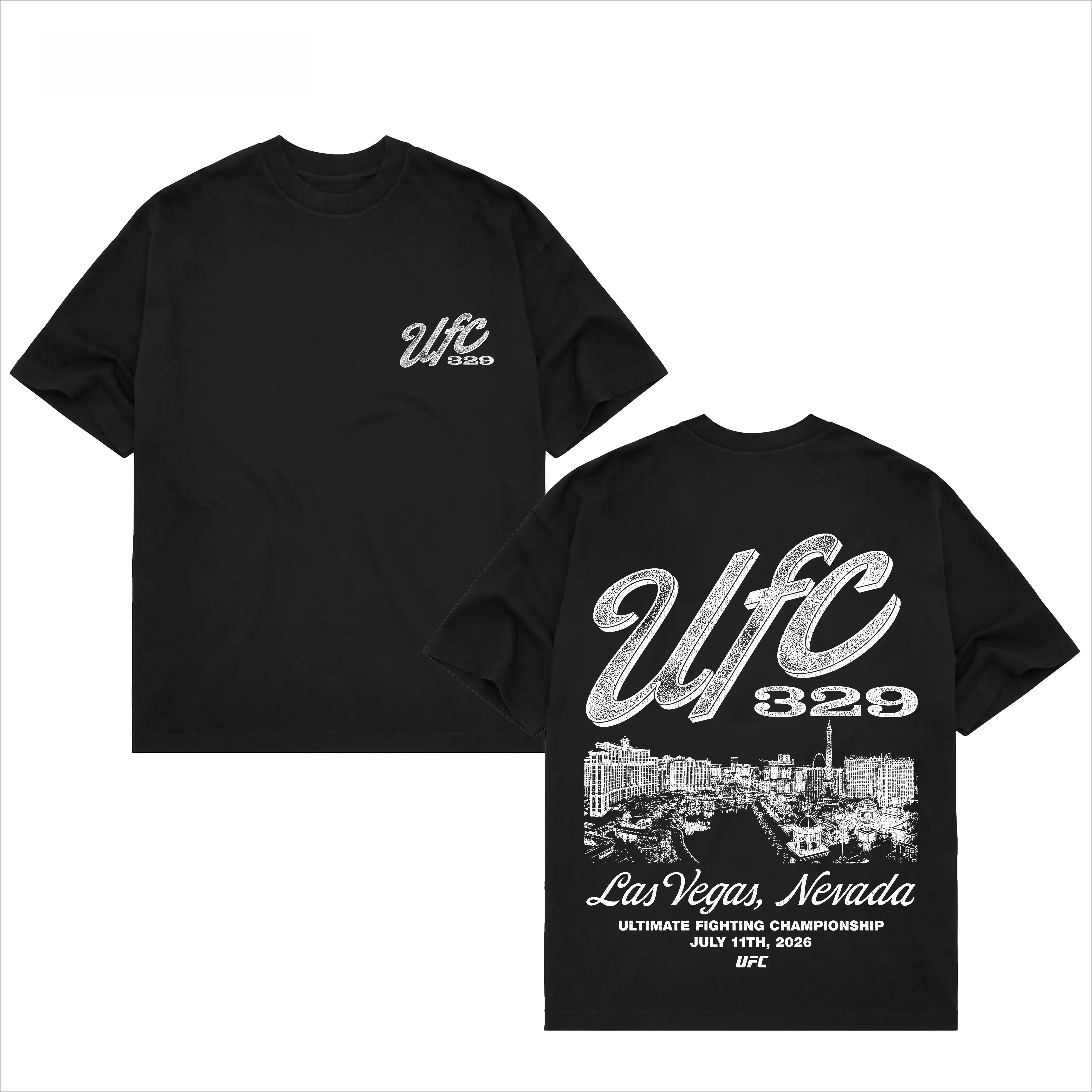 Men's Black UFC 329: McGregor vs. Holloway 2 Strip T-Shirt, UFC Graphic Tee, UFC MMA Shirt, Gift for Fighters, Sports Apparel