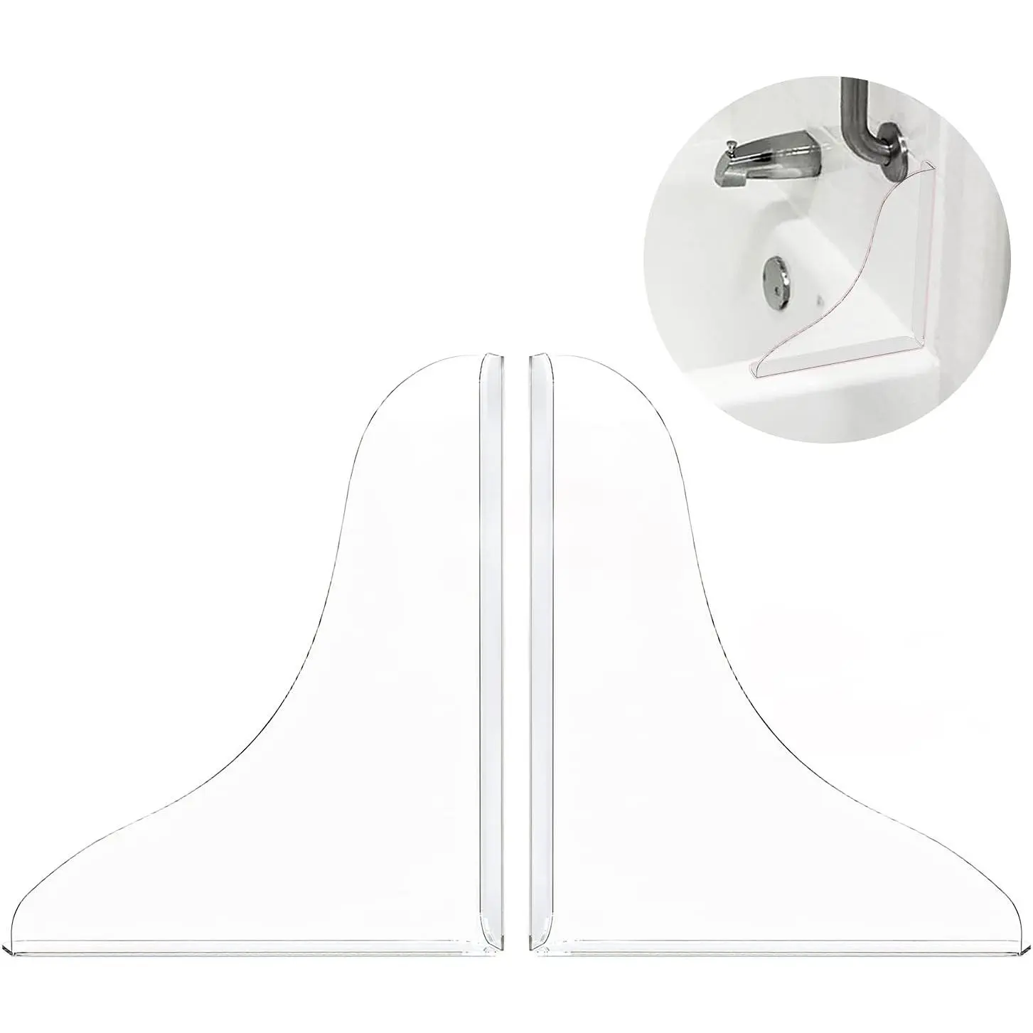 2 Pieces Bathtub Shower Splash Guard, Bathroom Bath Tub Splash Guards with 3M Super Viscose, Perfectly Matched to Shower Curtain Weights