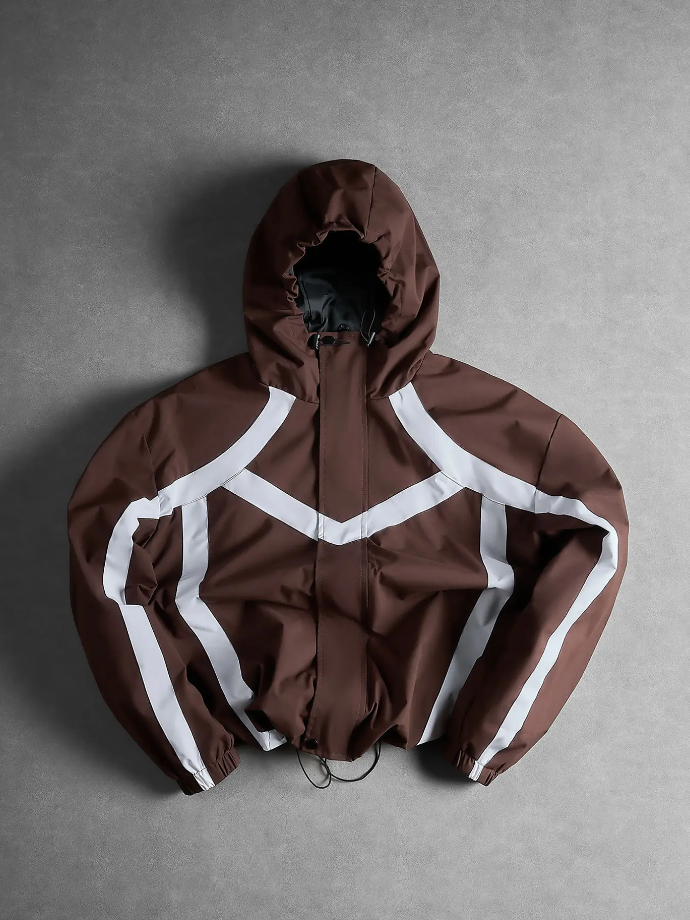 Men's Retro Sporty Hooded Jacket, Elastic Sleeve Drawstring Hem, Casual Outerwear for Spring Fall, Stylish Streetwear, Casual Sports Jacket