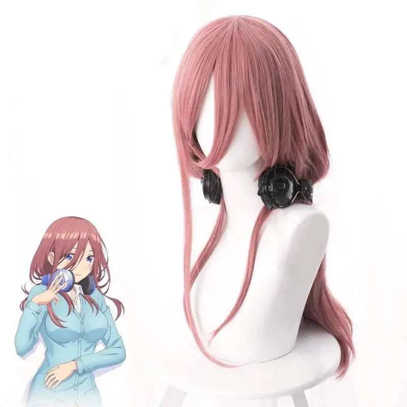 Dark Pink 50cm Heat Resistant Cosplay Anime Wigs High Quality Gotoubun The Quintessential Quintuplets Nakano Miku Cosplay Wig
