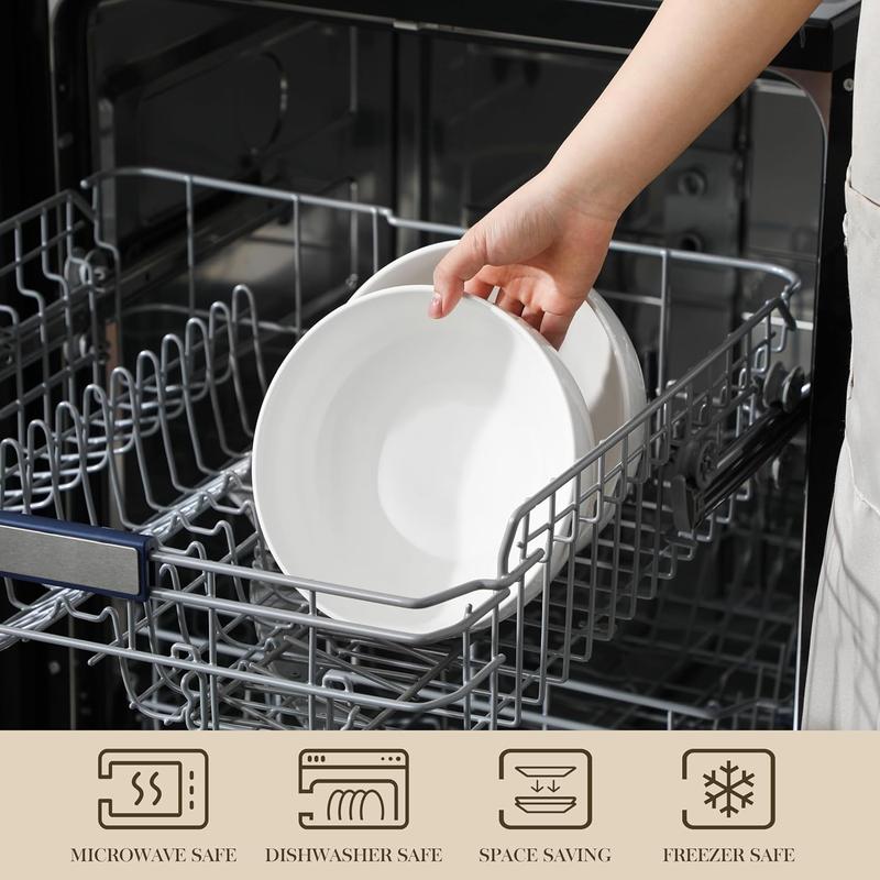 Large Serving Bowls - 60 OZ (8") Salad Bowls Set of 2, White Mixing Bowls for Kitchen, Soup, Pasta and Dinner, Large Salad Bowls Set, Dishwasher & Oven Safe, Series REGULAR