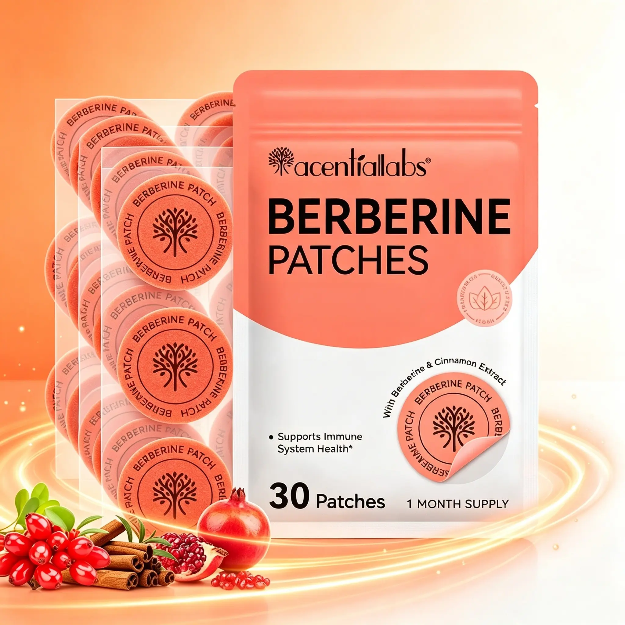 Acentiallabs Small Wall Alkaline Patch, 30pcs Per Bag, Contains Berberine Extract, Gentle Herbal Formula, Waterproof, Easy to Carry
