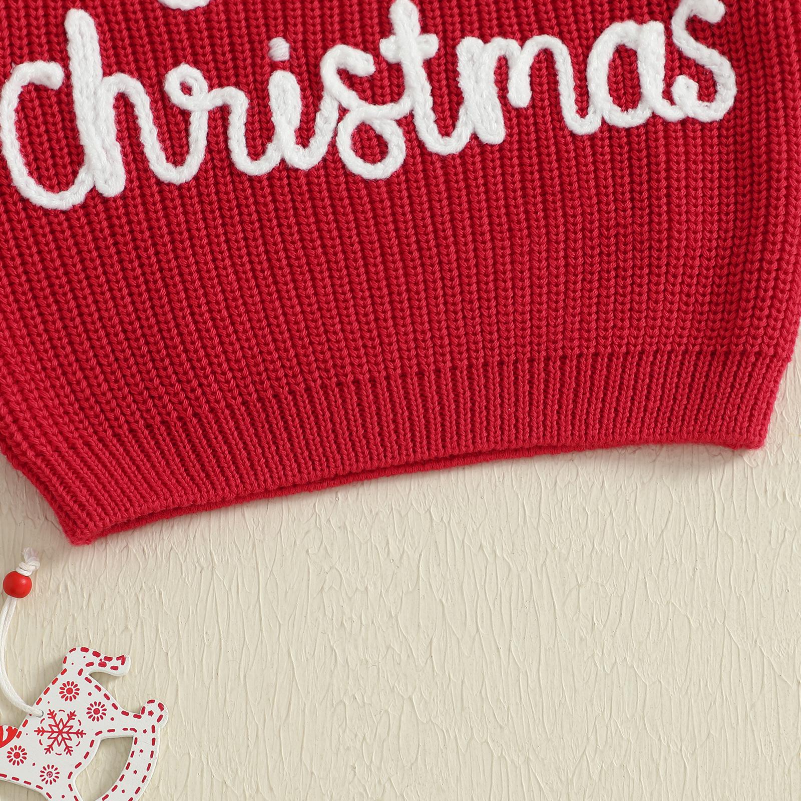 Infant Baby Girls Boy Knit Sweater Christmas Hat and Letter Embroidery Crew Neck Pullover Long Sleeve Tops 0-18 Months Infant Baby Girls Boy Knit Sweater Christmas Hat and Letter Embroidery Crew Neck Pullover Long Sleeve Tops 0-18 Months