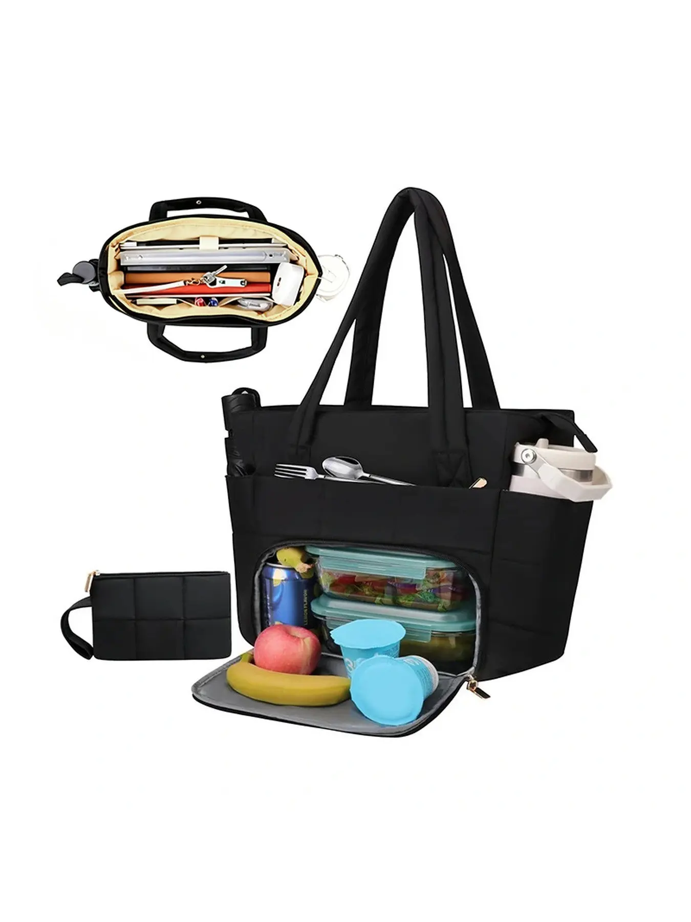 Women's Shoulder Bag, Ice Pack Work Handbag with Insulated Lunch Compartment, Lightweight Plush Lunch Handbag, Stylish and Practical