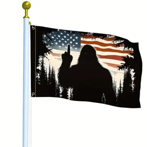 Vibrantly colored, patriotic-themed "Bigfoot" flag (featuring a U.S. flag banner)-made of 100% polyester, suitable for home, outdoor, patio, and garden decoration.