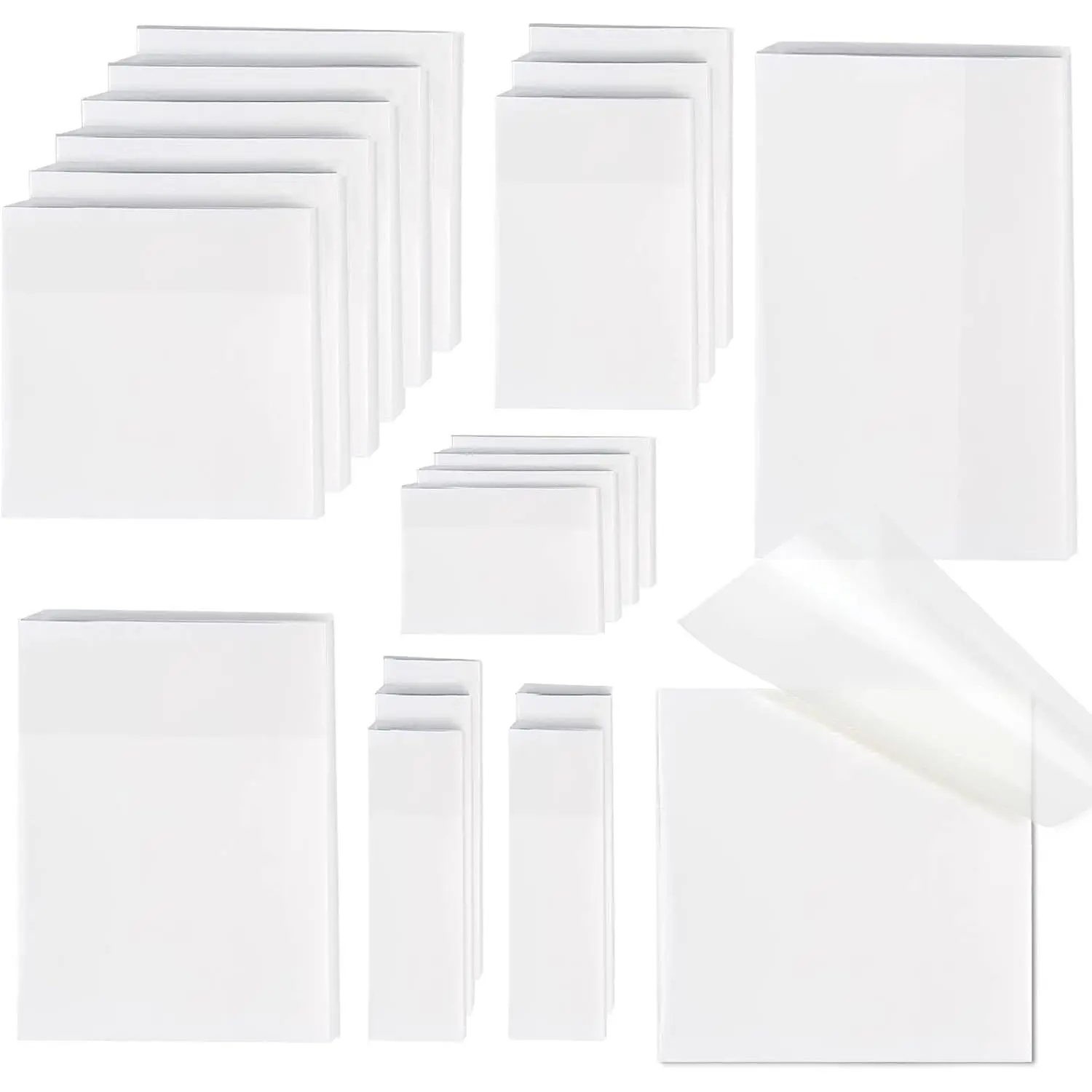 [1000 PCS] Transparent Sticky Notes, 6 Sizes Clear Sticky Notes Pads,  Self-Adhesive Translucent Sticky Notes for Annotating Books, See Through  Notes for School & Office