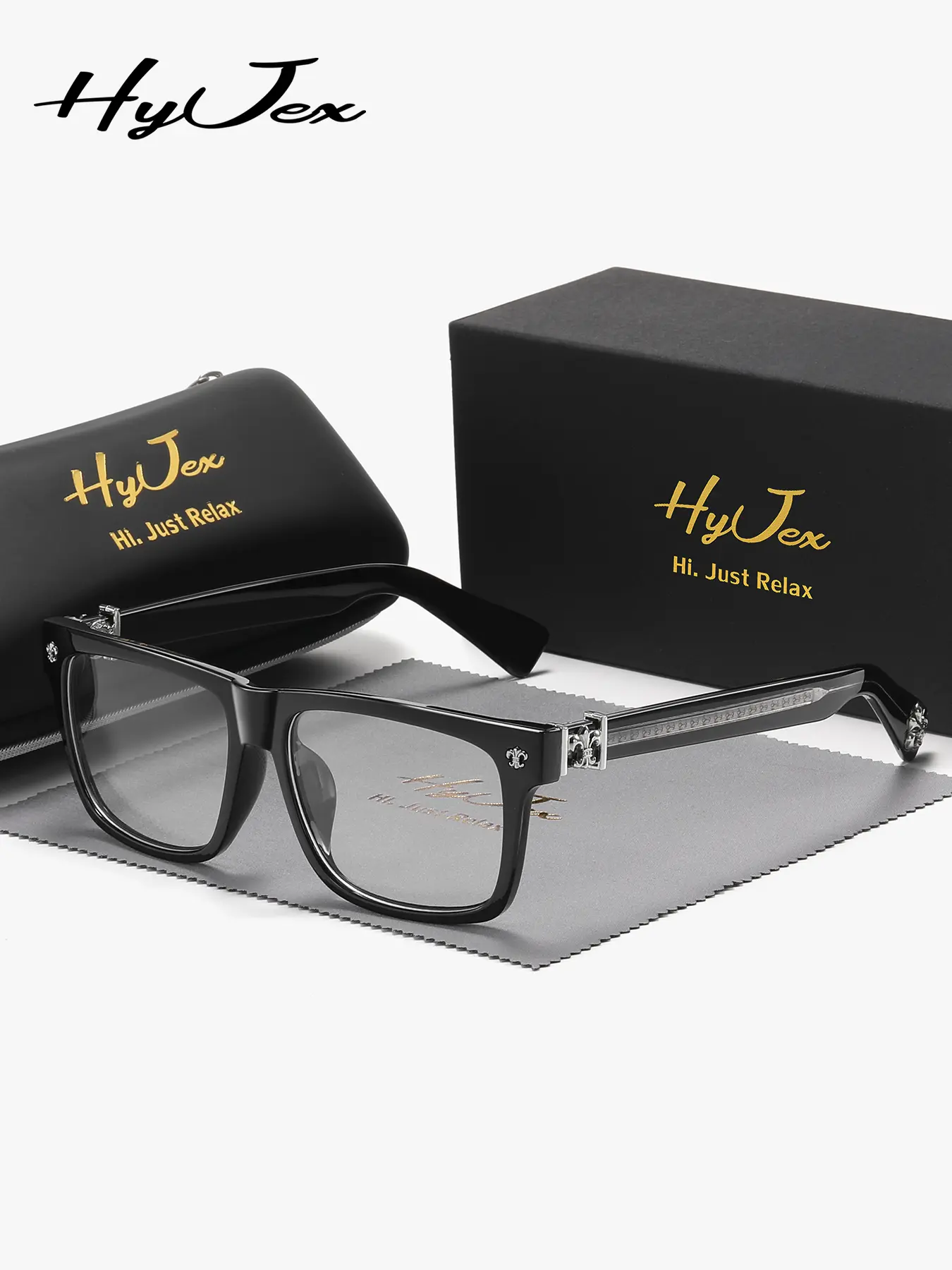 HyJex 1 Piece Unisex Lightweight Elegant Full Frame Plano Glasses Premium Craftsmanship Square Frame Plaon Glasses Square Frames Eyeglasses