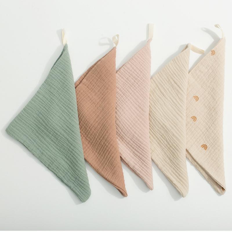 5pcs, Mixed Gauze Hand Towel, Pure Cotton Four-layer Small Square Towel, Face Towel, Handkerchief, Retro Style Suitable for Home Use