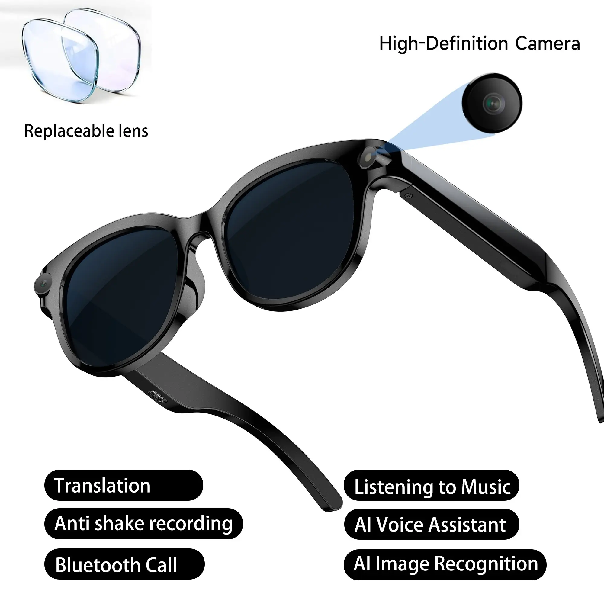 2026 Ultra Smart Ai Glasses, HD Camera, Voice Assistant, Real-Time Translation, Bluetooth-compatible Music, Solar Eyewear Practicality