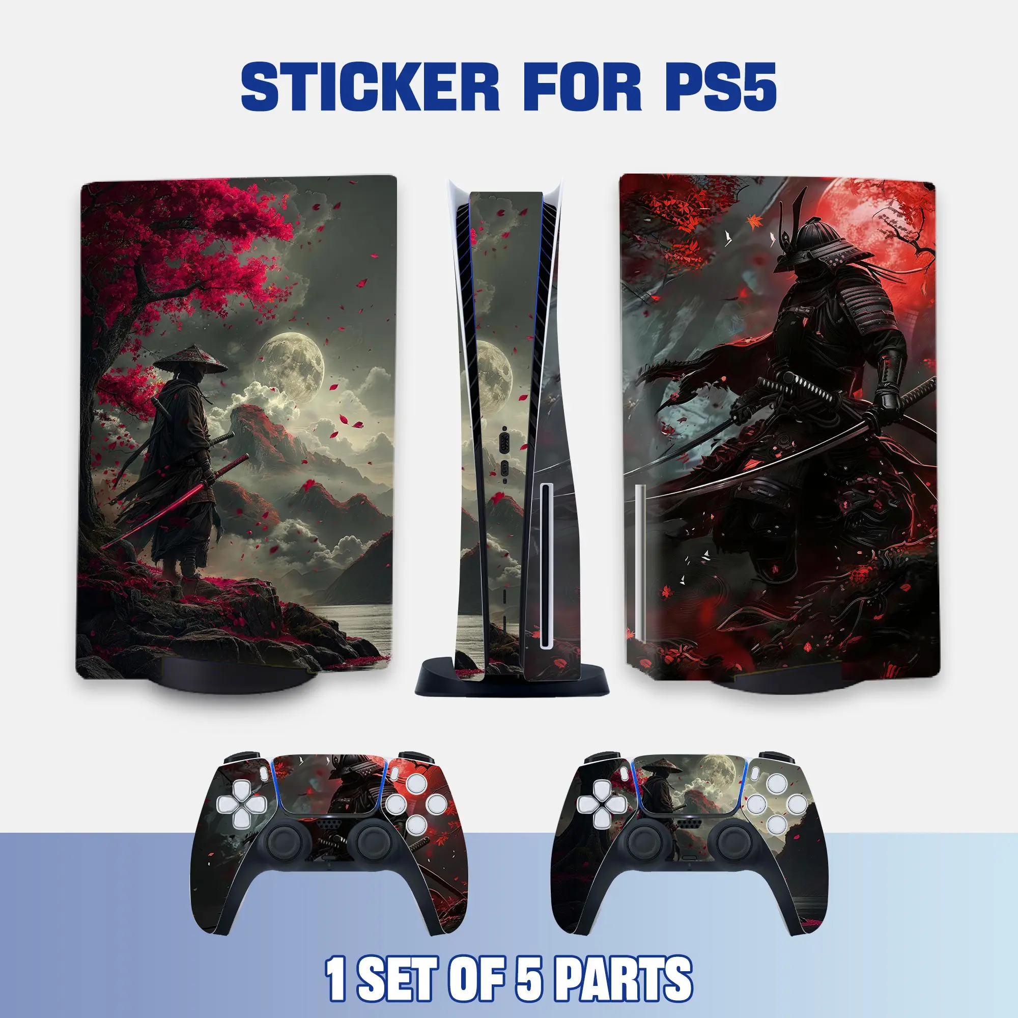 Ps5 Drive Edition Vinyl Stickers, Samurai Style Maple Leaf Design, Waterproof Scratch-Resistant Dustproof, Removable Without Residue