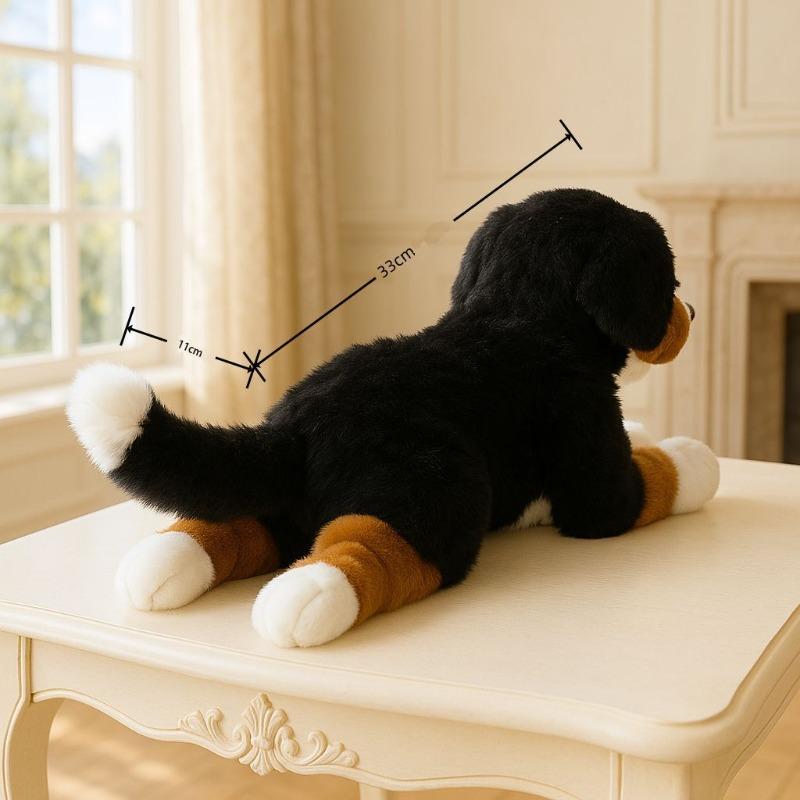 Realistic Bernese Mountain Dog Puppy Plush Toy Soft Fluffy Stuffed Animal for Home Sofa Desktop Decor Cozy Room Ideal Gift Girls