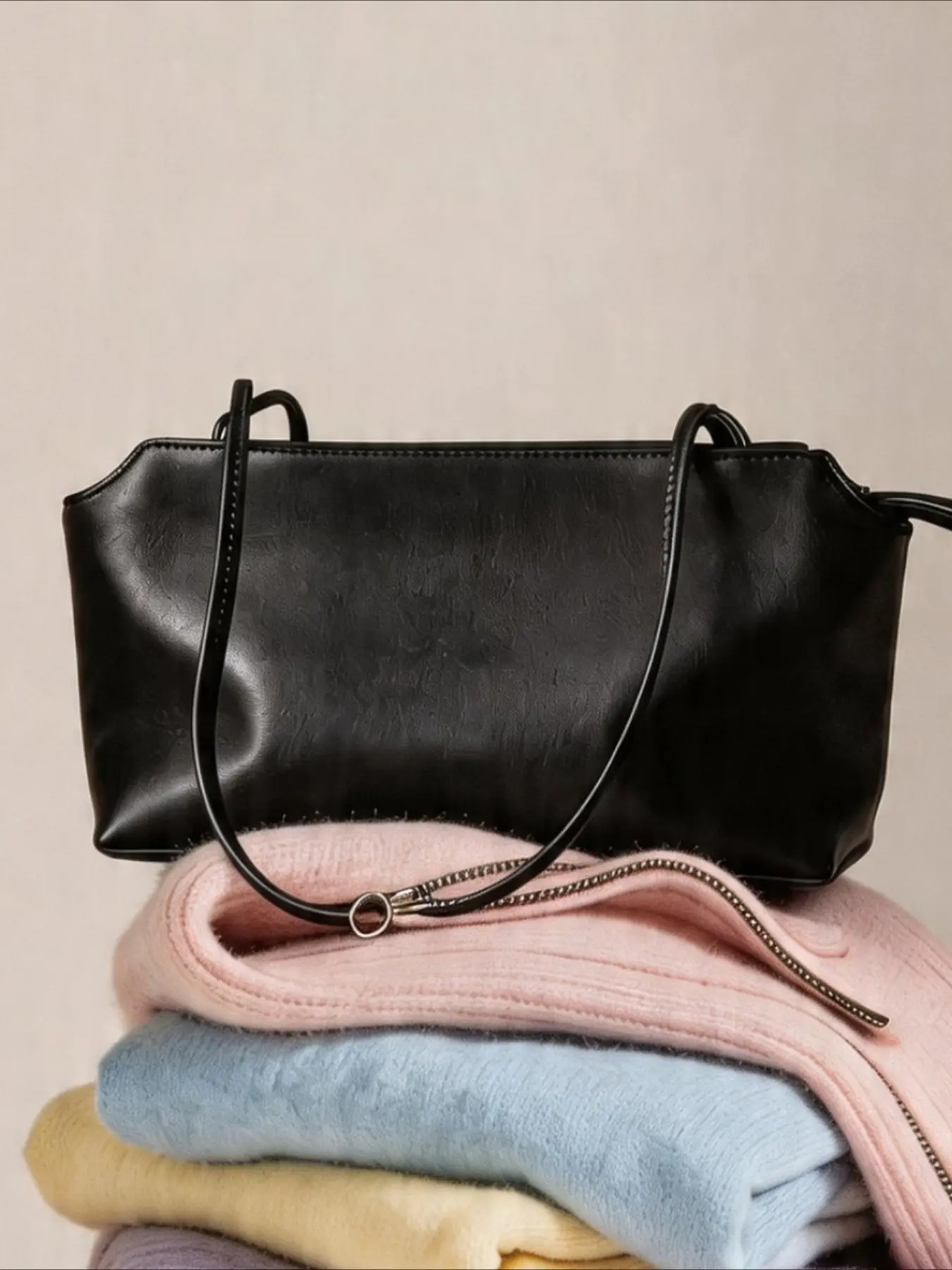 Terrasse sheepskin shoulder tote bag commuter versatile bag Korean niche handbag genuine leather women's bag Fashionable Leather Bag Casual Trendy Purse 2026