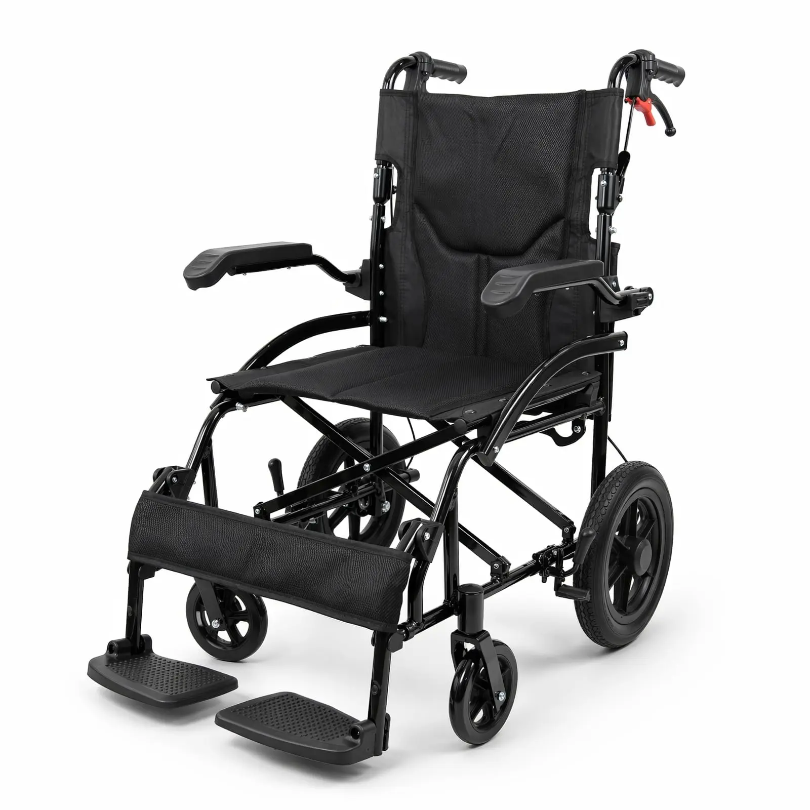 Lightweight Collapsible Aluminum Wheelchair for Adults & Seniors – Portable Mobility Aid – Removable Turnover-Up Armrests – Swing-Away Footrests – Locking Handbrakes – Compact for Travel, Home, Therapeutic Use