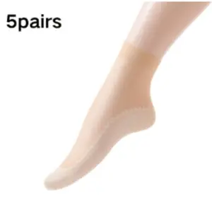 5 pairs Women's Sheer Ankle Socks, Non-Slip Reinforced Toe, Breathable Mesh Short Socks, Thin & Breathable Sheer Mid Tube Socks, Women's Stockings & Hosiery
