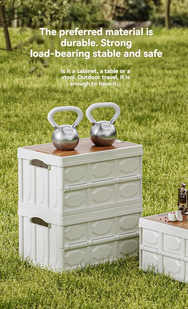 Outdoor Multifunctional Storage Box with Wooden Lid, Large-capacity Organizer, Portable Picnic and Camping Box, Stackable Storage Box, Holiday Gifts Suitable for People.