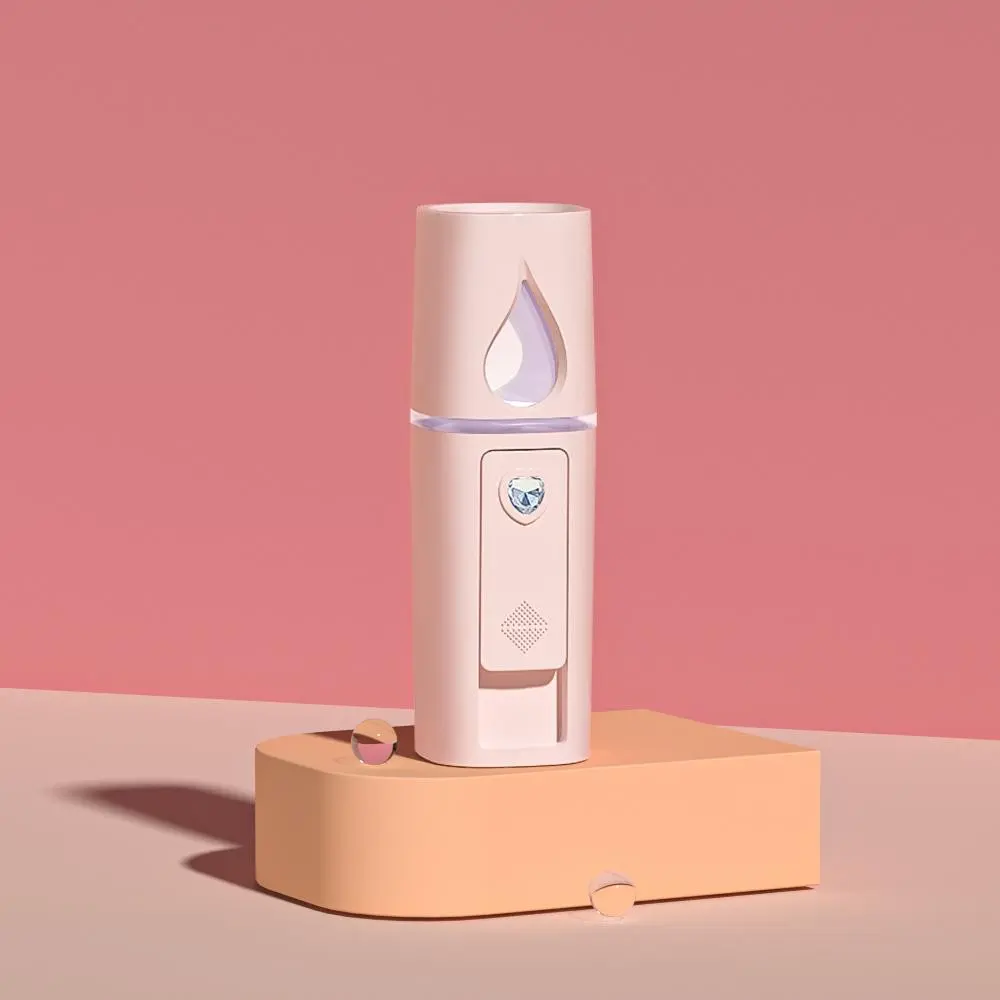 Mini Facial Steamer with Nano Mist & Visual Water Tank, USB Rechargeable Cool Mist Sprayer with Night Light, Glow Flawless