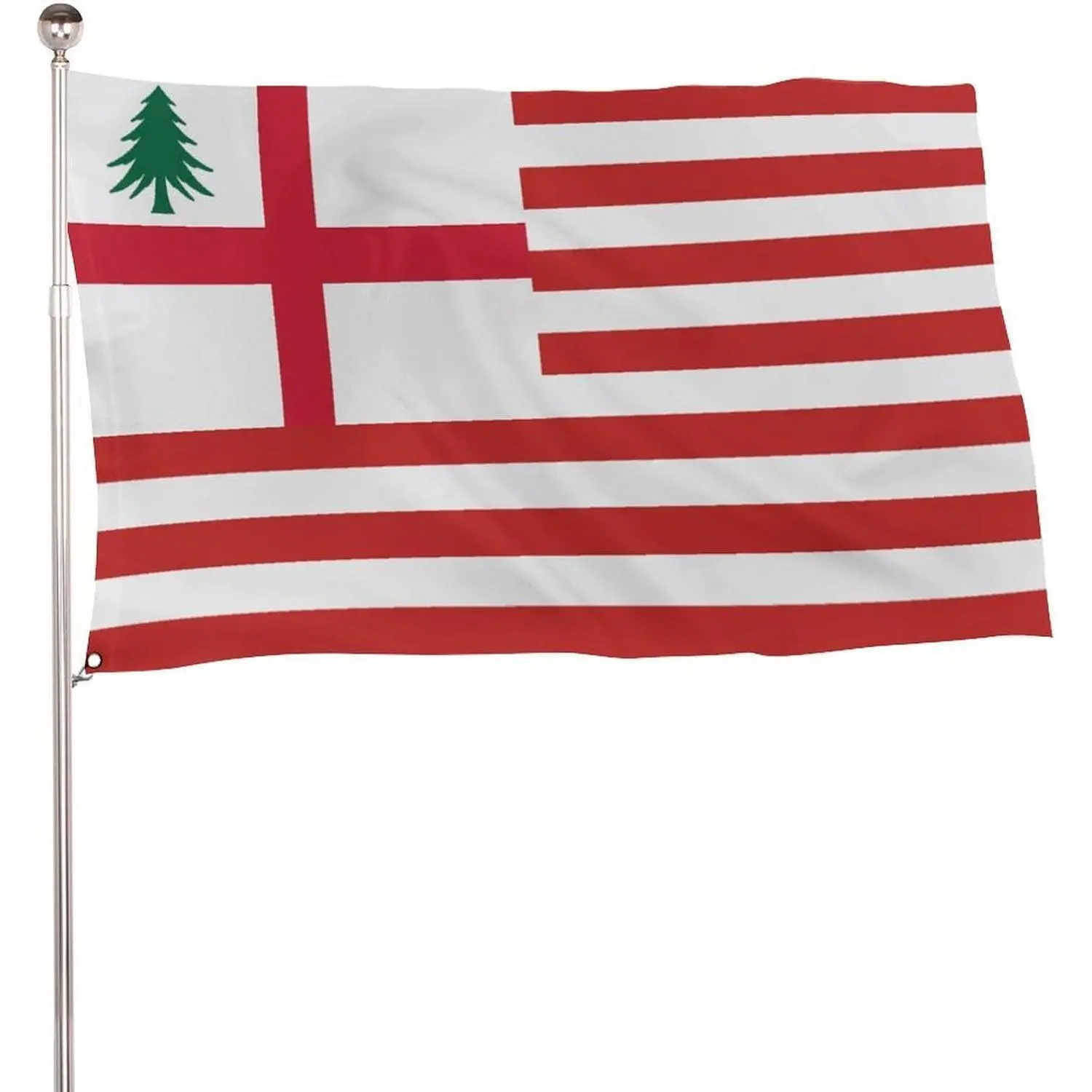 New England 1776 War Stripes Appeal to Heaven Continental Banner, 5x3 Ft Lightweight 115D Polyester Flag with 2 Metal Eyelets for Home Festive Party Backdrops, Banners