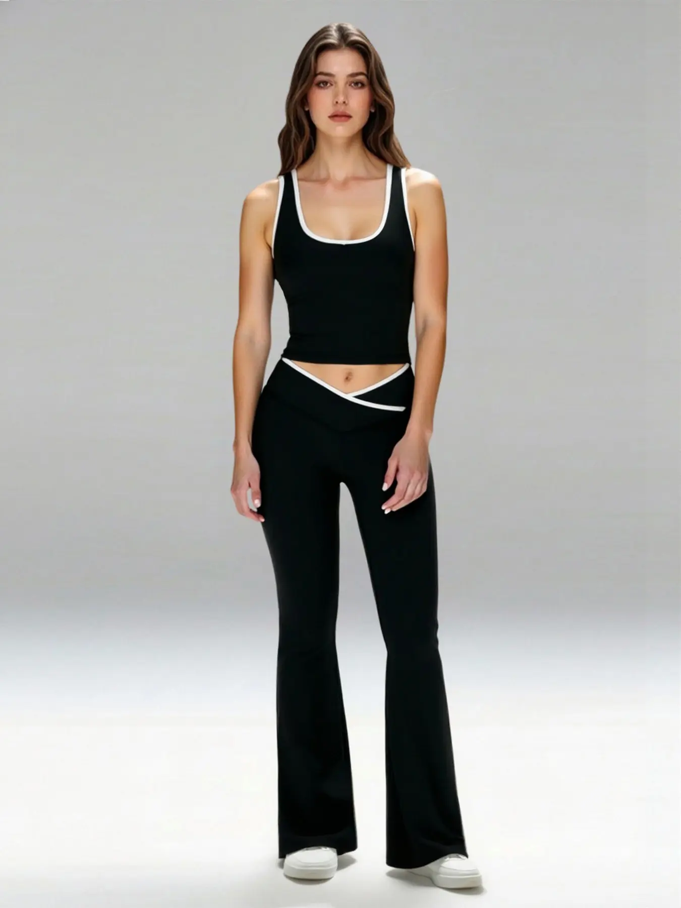 Women Black/Pink Casual Clothes Bell Bottom Pants Tall Pants Sweatpants